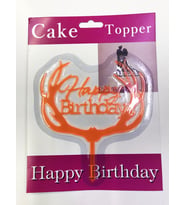 Happy Birthday Yazılı Turuncu Dallı Pasta Kek Çubuğu