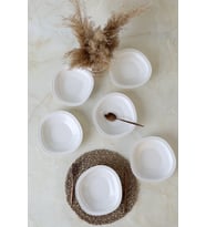 Keramika Beyaz Bloom Yemek Tabağı 24 Cm 6 Adet 006