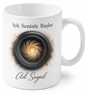 Kişiye Özel Işık Kamera Temalı Baskılı Kupa Bardak Fotoğrafçıya Hediye