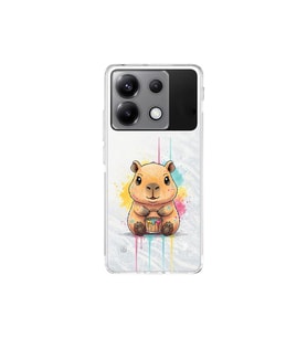 Poco X6 ile Uyumlu Splash Kapibara Tasarımlı Şeffaf Silikon Kılıf