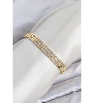 CM Labirent Model Zirkon Taşlı VIP Seri Gold Renk Pirinç Kadın Bileklik TJ-BB8613