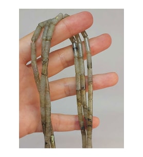 Bileklik Boy Labradorit Taşı Silindir Kesim 4x12.5mm Yarım Dizi (49396) (18CM UZUNLUĞUNDADIR)