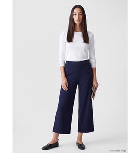 LCWAIKIKI Classic Lacivert Beli Lastikli Geniş Paça Kadın Pantolon