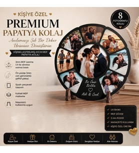 Kişiye Özel 8 Fotoğraflı Premium Papatya Kolaj Çerçeve 20cm Masaüstü Dekoratif Ahşap Tablo Çerçeve Sevgiliye & Yıldönümü Hediyesi