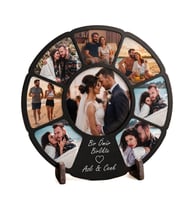 Kişiye Özel 8 Fotoğraflı Premium Papatya Kolaj Çerçeve 20cm Masaüstü Dekoratif Ahşap Tablo Çerçeve Sevgiliye & Yıldönümü Hediyesi