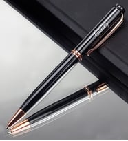 Kişiye Özel Rose Gold Detaylı Siyah Roller Kalem