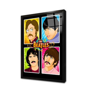 The Beatles Grubu Üyeleri Çerçeveli Cam Tablo