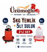Üzümoğlu 5 Kg Tavuk Yemliği + 5 Litre Tavuk Suluğu 2’li Set Tavuk, Güvercin ve Hindi Yemlik Suluk Seti