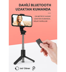 Çok Fonksiyonlu 70cm Katlanabilir Selfie Çubuğu ve Uzaktan Deklanşörlü