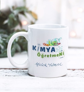 Kimya Öğretmeni Tasarımlı Kişiye Özel Kupa Bardak (Beyaz)