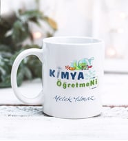 Kimya Öğretmeni Tasarımlı Kişiye Özel Kupa Bardak (Beyaz)