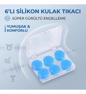 Silikon Kulak Tıkacı - 6'lı Özel Kutulu - Su Geçirmez ve Gürültü Önleyici