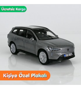 Volvo EX90 Metal Model Araba Gri - Kişiye Özel Plakalı (1:36 Ölçek)