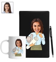 Kişiye Özel MimarTasarımlı Karikatür Siyah Defter Kalem Kupa Seti 103