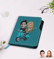 BK Gift Kişiye Özel Sevgililer Karikatürlü Turkuaz Termo Deri Defter-99