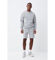 Erkek Bisiklet Yaka Rahat Kalıp 3 iplik İçi Polarlı Kalın Sweatshirt SPR25SW36 (Gri-Melanj)