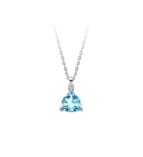 Pırlanta ve Üçgen Kesim Sky Blue Topaz Taşlı Kolye