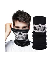 Siyah Renk Dikişsiz Çok Fonksiyonlu Çene Kafatası Yüz Maskesi Baf Buff Bandana Boyunluk Bileklik (5343)
