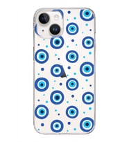 PrintiFy Apple  iPhone 14 ile Uyumlu 1mm Slim Fit Nazar Boncuğu 1 Baskılı Şeffaf  Kılıf