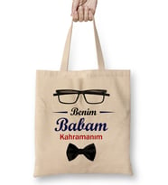Babalar Günü Babaya Hediye 053 Bez Çanta Uzun Saplı