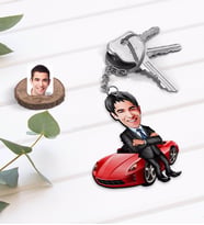 BK Gift Kişiye Özel Baba Karikatürlü Ahşap Anahtarlık-3