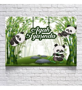 Panda Temalı Doğum Günü Afişi 35X50 cm