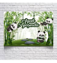 Panda Temalı Doğum Günü Afişi 35X50 cm