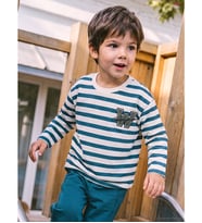 LCW baby Petrol Bisiklet Yaka Çizgili Erkek Bebek Tişört