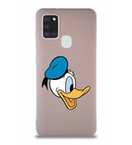 Samsung Galaxy A21S Soft Premier Kapak Donald Duck-F Tasarımlı Silikon Kılıf - Pudra (Şeffaf)