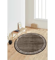 Dijital Baskılı Kaymaz Taban Yıkanabilir Yuvarlak Salon Halısı Koridor Halısı Paspas NDY-HY-1244 (Kahverengi)