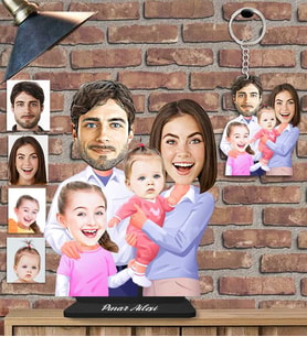 Kişiye Özel Aile Ahşap Biblo ve Anahtarlık 2 li set-18
