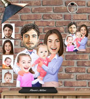 Kişiye Özel Aile Ahşap Biblo ve Anahtarlık 2 li set-18