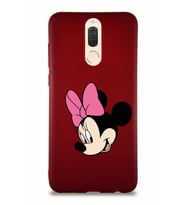 Huawei Mate 10 Lite Soft Premier Kapak Minnie Mouse-B Tasarımlı Silikon Kılıf - Mürdüm (Şeffaf)