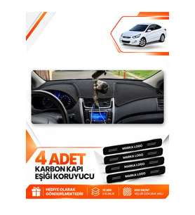 HYUNDAİ ACCENT BLUE (2011-2017) Uyumlu Ön Torpido Koruma Kılıfı Halısı - Siyah