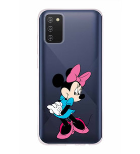 Samsung Galaxy A02s  Kapak Minnie Mouse Tasarımlı Şeffaf Silikon Kılıf