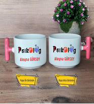 Psikolog Kupa Bardak T Pembe Kulplu Psikoloğa Hediye