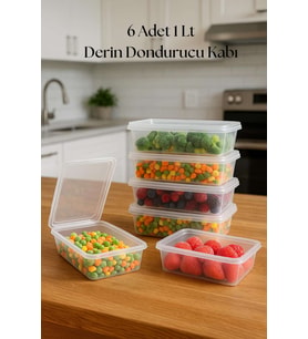 6?lı Derin Dondurucu Saklama Kabı & Organizeri 1 lt 12,5x19,5x5,5 cm