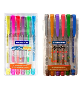 Pensan My King  Jel Kalem 2 li set (Simli Jel Kalem 6Lı+Neon Jel Kalem 6 LI)