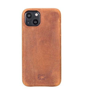 Bouletta Apple iPhone 13 Uyumlu Deri Arka Kapak F360 G19 Taba (Kahverengi)