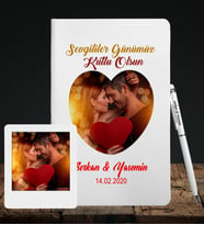 Sevgililer Gününe Özel Deri Beyaz Defter Kalem & Instagram Çerçeve Hediye Seti 23