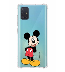 Samsung Galaxy A51  Köşe Korumalı Antişok Kapak Mickey Mouse Tasarımlı Şeffaf  Kılıf