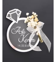 50 Adet 9x7cm Yüzük Pleksi Magnet İsimli Söz Nişan Düğün Hediyesi Mod.2 (Karışık)