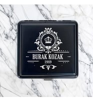 Kral Tacı Tasarımlı Metal Siyah Sigara Tabakası