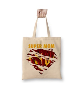 Supermom Süperanne Anneler Günü 03 Beyaz Bez Çanta Uzun Saplı Alışveriş Çantası Plaj Çantası
