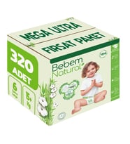 Bebem Bebek Bezi Natural 6 Beden 15+ KG Extra Large 320 Adet MeGa Ultra Fırsat Pk