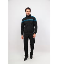 Erkek Rashell Kumaş Kolej Yaka Spor Rahat Kesim Eşofman Takım (Siyah)