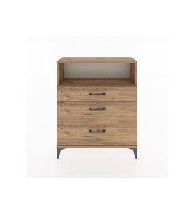 Arges Şifonyer Tek Raflı 3 Çekmeceli 88x30x106 Çam-Çam