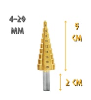 Kupa Tyson Çam Panç Kademeli Matkap Ucu - 4-20 mm. (Sarı)