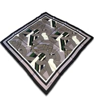 Pierre Cardin Siyah  -  Gri Geometrik Desen Tivil İpek Eşarp 8339438 - 912