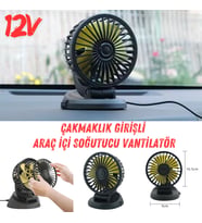 Araç İçi Vantilatör 360° Dönebilen Torpido Üstü Vantilatör 12v Uyumlu Tek Fanlı Soğutucu Fan Pervane